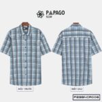 Áo sơ mi nam PAPAGO tay ngắn vải Lụa bóng in caro