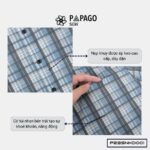 Áo sơ mi nam PAPAGO tay ngắn vải Lụa bóng in caro