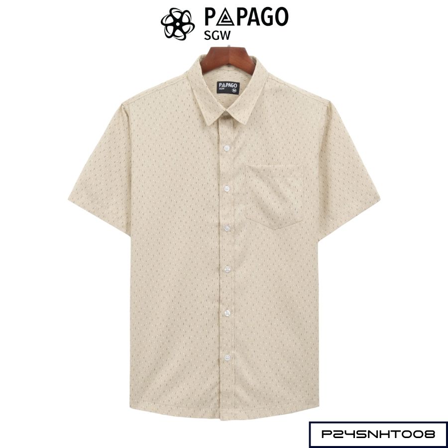 Áo sơ mi nam Trung niên PAPAGO tay ngắn vải Xô đũi không nhăn