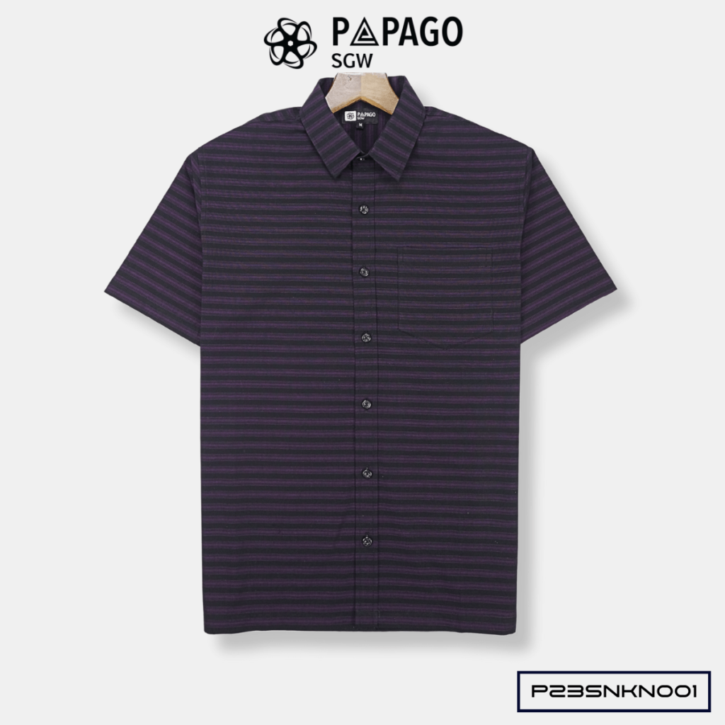 Áo sơ mi nam Trung niên tay ngắn PAPAGO vải Cotton 100% không pha
