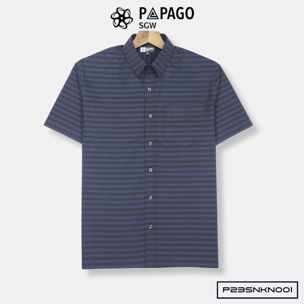 Áo sơ mi nam Trung niên tay ngắn PAPAGO vải Cotton 100% không pha