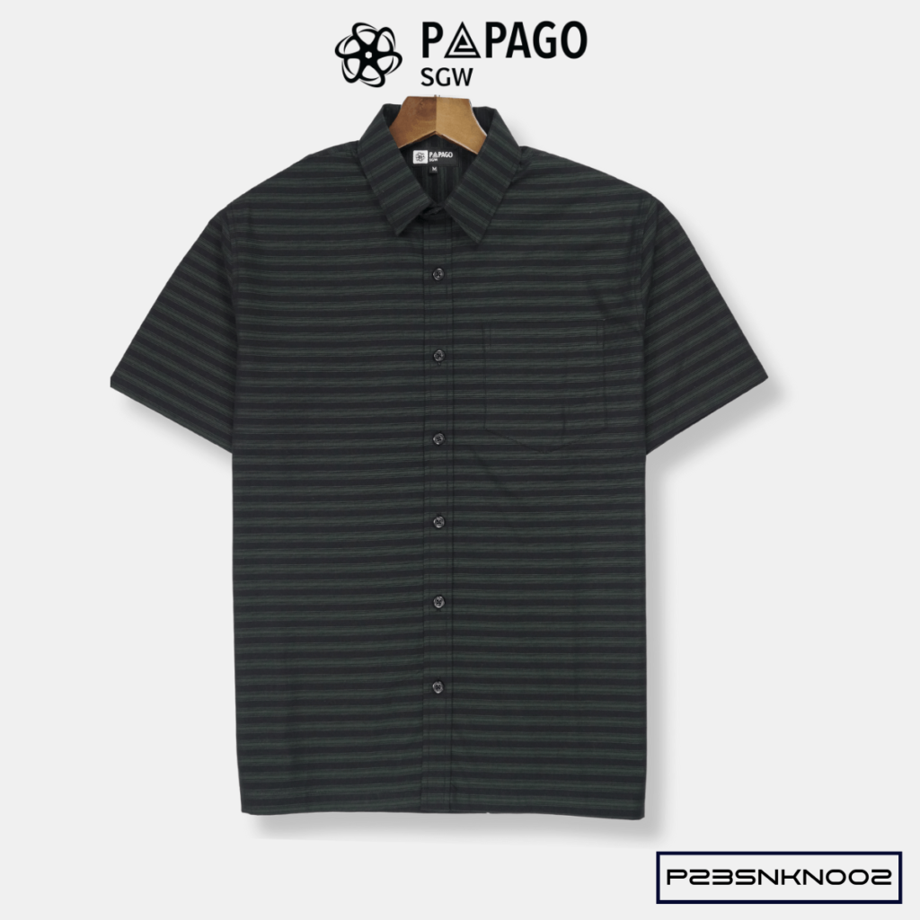 Áo sơ mi nam Trung niên tay ngắn PAPAGO vải Cotton 100% không pha