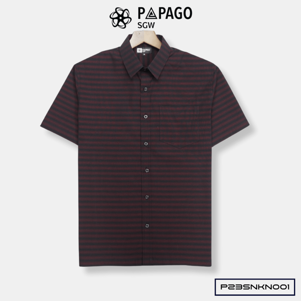 Áo sơ mi nam Trung niên tay ngắn PAPAGO vải Cotton 100% không pha