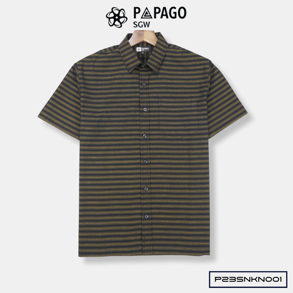 Áo sơ mi nam Trung niên tay ngắn PAPAGO vải Cotton 100% không pha