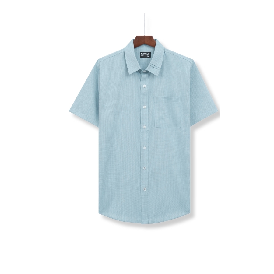 Áo sơ mi nam Trung niên PAPAGO tay ngắn vải Rayon caro nhí