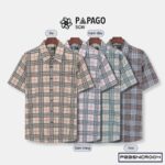 Áo sơ mi nam trung niên PAPAGO tay ngắn lai bầu vải lụa sọc caro - P23SNCR004 - Ảnh 4