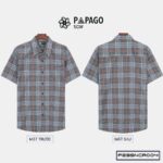 Áo sơ mi nam trung niên PAPAGO tay ngắn lai bầu vải lụa sọc caro - P23SNCR004 - Ảnh 3