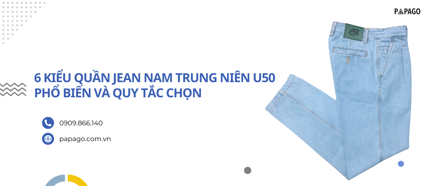6 Kiểu Quần Jean Nam Trung Niên U50 phổ biến và quy tắc chọn
