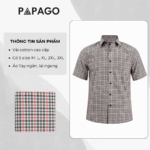 Áo sơ mi sọc caro nam Trung niên PAPAGO tay ngắn lai ngang - P25SNCR012 - Ảnh 2