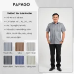 Áo sơ mi Trung niên PAPAGO tay ngắn kẻ sọc vải Xô đũi - P23SNKD001 - Ảnh 2