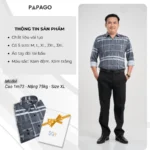 Áo sơ mi nam Trung niên PAPAGO tay dài vải Lụa in hoạ tiết sọc caro - P23SDCR002 - Ảnh 4