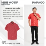 Áo sơ mi nam trung niên PAPAGO tay ngắn màu đỏ in họa tiết nhí -  P23SNHT007 - Ảnh 2