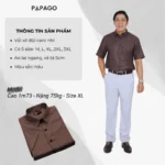 Áo sơ mi nam trung niên PAPAGO màu Nâu tay ngắn lai ngang vải Xô đũi - P23SNCR009 - Ảnh 2