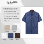 Áo sơ mi nam trung niên PAPAGO tay ngắn vải xô đũi thoáng mát lai ngang in họa tiết - P25SNHT012 - Ảnh 2