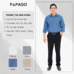 Áo sơ mi nam trung niên PAPAGO tay dài lai bầu vải xô đũi in họa tiết - P24SDHT001 - Ảnh 2