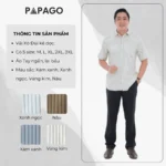 Áo sơ mi Nam Trung niên tay ngắn lai bầu kẻ sọc vải linen không nhăn P24SNKD004 - Ảnh 2