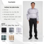 Áo sơ mi nam trung niên PAPAGO tay dài lai bầu sọc caro vải lụa thun mềm mát dáng rộng thoải mái - P23SDCR003 - Ảnh 2