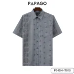 Áo sơ mi nam Trung niên PAPAGO vải Xô đũi lai ngang in họa tiết P24SNHT010 - Ảnh 12