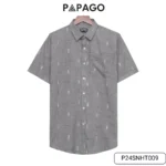Áo sơ mi nam trung niên PAPAGO tay ngắn lai bầu vải xô đũi in họa tiết - P24SNHT009 - Ảnh 12