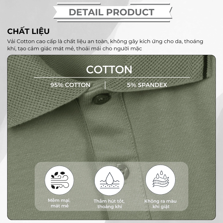 2 Áo polo PAPAGO cao cấp nam Trung niên vải cotton kim cương form rộng - P25PLCT002 - Ảnh 10