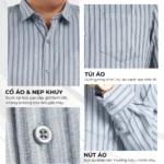 Áo sơ mi nam Trung niên tay dài PAPAGO vải Xô đũi kẻ sọc - P23SDKD001 - Ảnh 4