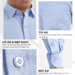 Áo sơ mi nam trung niên vải Oxford trơn cao cấp tay dài PAPAGO túi thêu logo - P23SDCT001 - Ảnh 4