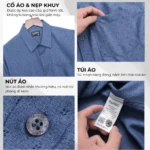 Áo sơ mi nam trung niên PAPAGO tay dài lai bầu vải xô đũi in họa tiết - P24SDHT001 - Ảnh 4