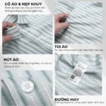 Áo sơ mi Nam Trung niên tay ngắn lai bầu kẻ sọc vải linen không nhăn P24SNKD004 - Ảnh 6