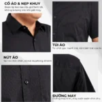Áo sơ mi nam Trung niên PAPAGO tay ngắn lai bầu họa tiết sọc nhí -  P23SNKD002 - Ảnh 4