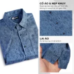 Áo sơ mi nam Trung niên tay ngắn PAPAGO vải Cotton 100% không pha - P23SNKN001 - Ảnh 4