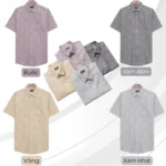 Áo sơ mi nam trung niên PAPAGO tay ngắn lai bầu vải xô đũi in họa tiết - P24SNHT009 - Ảnh 6