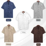 Áo sơ mi nam trung niên PAPAGO tay ngắn vải xô đũi thoáng mát lai ngang in họa tiết - P25SNHT012 - Ảnh 6