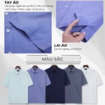 Áo sơ mi nam Trung niên PAPAGO vải samrai tay ngắn lai ngang - P25SNTT001 - Ảnh 5