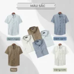 Áo sơ mi Nam Trung niên tay ngắn lai bầu kẻ sọc vải linen không nhăn P24SNKD004 - Ảnh 7