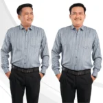 Áo sơ mi nam Trung niên tay dài PAPAGO vải Xô đũi kẻ sọc - P23SDKD001 - Ảnh 6