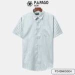 Áo sơ mi Nam Trung niên tay ngắn lai bầu kẻ sọc vải linen không nhăn P24SNKD004 - Ảnh 8