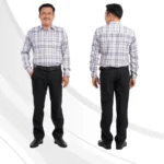 Áo sơ mi nam trung niên PAPAGO tay dài lai bầu sọc caro vải lụa thun mềm mát dáng rộng thoải mái - P23SDCR003 - Ảnh 6