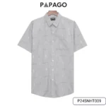 Áo sơ mi nam trung niên PAPAGO tay ngắn lai bầu vải xô đũi in họa tiết - P24SNHT009 - Ảnh 8