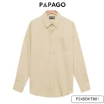Áo sơ mi nam trung niên PAPAGO tay dài lai bầu vải xô đũi in họa tiết - P24SDHT001 - Ảnh 8