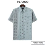 Áo sơ mi nam Trung niên PAPAGO vải Xô đũi lai ngang in họa tiết P24SNHT010 - Ảnh 10