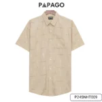 Áo sơ mi nam trung niên PAPAGO tay ngắn lai bầu vải xô đũi in họa tiết - P24SNHT009 - Ảnh 9