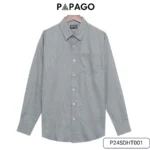 Áo sơ mi nam trung niên PAPAGO tay dài lai bầu vải xô đũi in họa tiết - P24SDHT001 - Ảnh 9