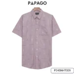 Áo sơ mi nam trung niên PAPAGO tay ngắn lai bầu vải xô đũi in họa tiết - P24SNHT009 - Ảnh 10