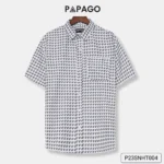 Áo sơ mi nam trung niên PAPAGO tay ngắn lai ngang in họa tiết - P23SNHT004 - Ảnh 6