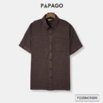 Áo sơ mi nam trung niên PAPAGO màu Nâu tay ngắn lai ngang vải Xô đũi - P23SNCR009 - Ảnh 9