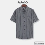 Áo sơ mi Trung niên PAPAGO tay ngắn kẻ sọc vải Xô đũi - P23SNKD001 - Ảnh 14