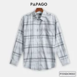 Áo sơ mi nam Trung niên PAPAGO tay dài vải Lụa in hoạ tiết sọc caro - P23SDCR002 - Ảnh 2