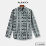 Áo sơ mi nam trung niên PAPAGO tay dài lai bầu form rộng vải lụa thun mềm mát sọc caro cao cấp - P23SDCR001 - Ảnh 9