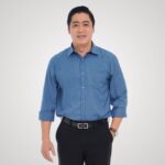 Áo sơ mi nam trung niên tay dài lai bầu, chất liệu Linen thoáng mát, nhẹ nhàng, mẫu P24SDHT001 từ thương hiệu PAPAGO