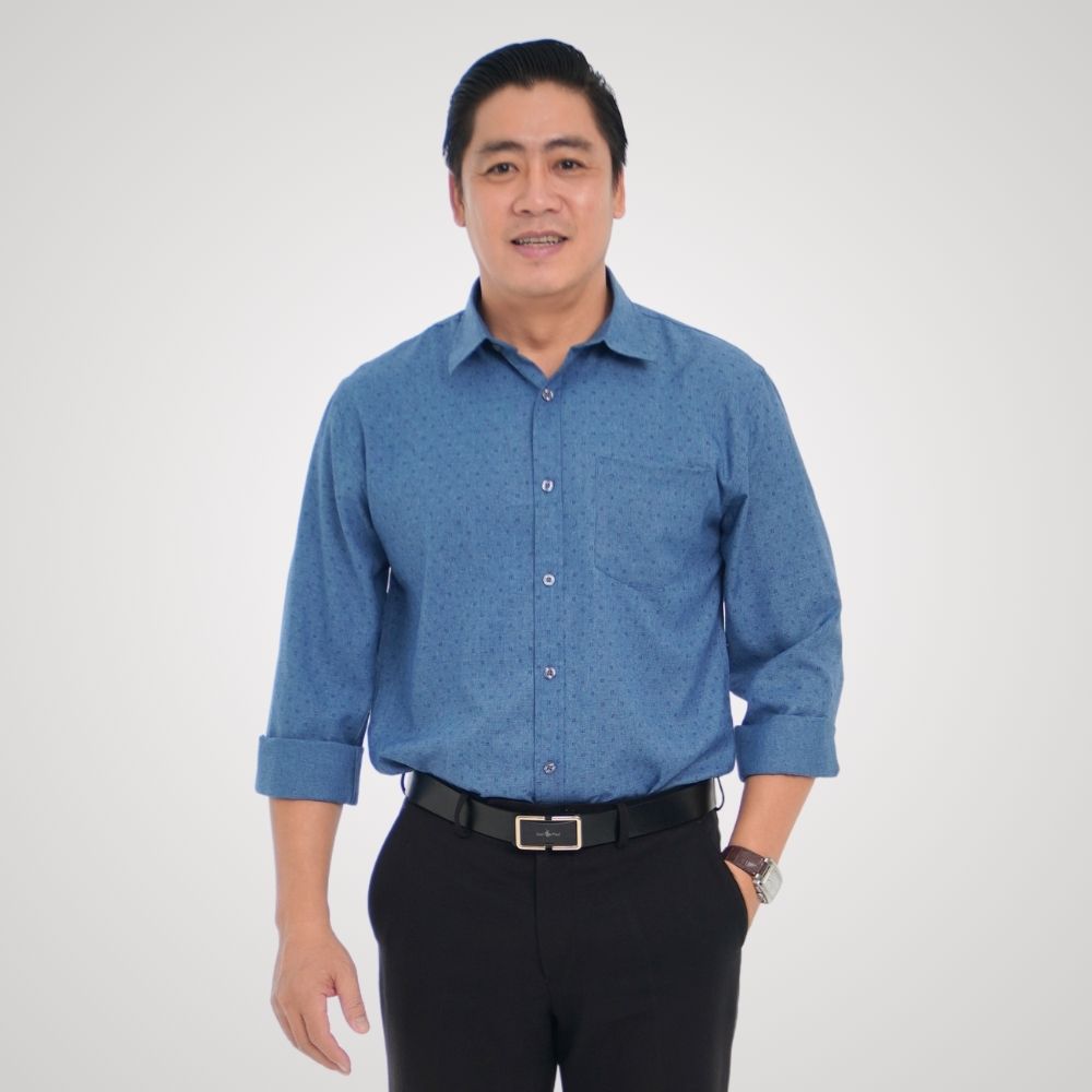 Áo sơ mi nam trung niên tay dài lai bầu, chất liệu Linen thoáng mát, nhẹ nhàng, mẫu P24SDHT001 từ thương hiệu PAPAGO